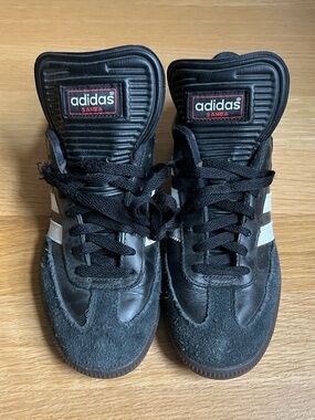 Adidas Samba Black Leather Sneakers White Stripes Classic Soccer Shoes Men’s 6.5